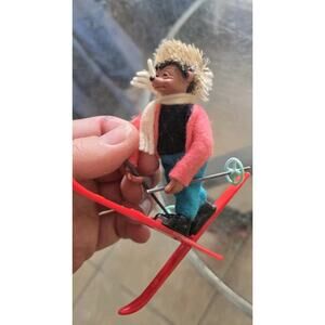 Vintage Steiff Peter Mecki hedgehog skiing 1960s Germany kitsch whimsy MCM